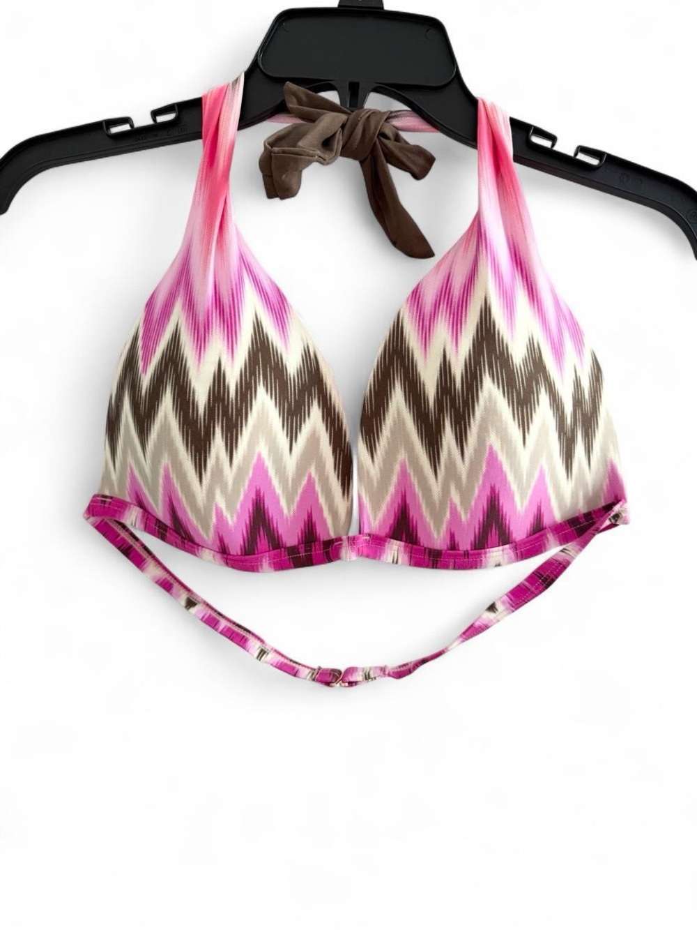 Vince Camuto Pink Chevron Halter Bikini Top